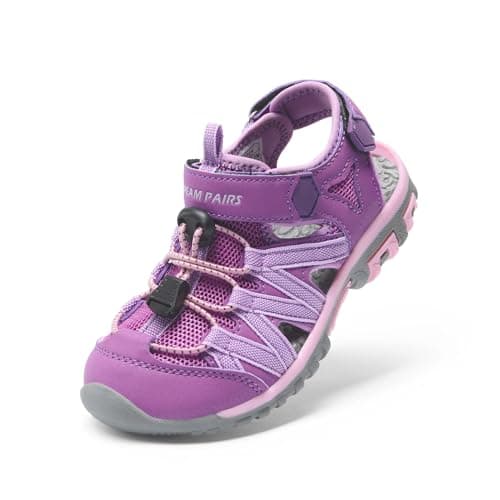 DREAM PAIRS Boys Girls Closed-Toe Outdoor Summer Water Sport Sandals for Toddler/Little/Big Kid,Size 5 Toddler,Purple/Light/Purple,181108K