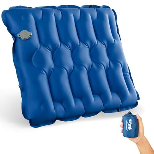 HiiPeak Inflatable Soccer World Cup Seat Cushion, Lightweight Compact Stadium Seat Pad Camping Air Seat Cushion for Gym Football Themed Party Airplane Travel Backpacking Hiking Office Car(Blue)