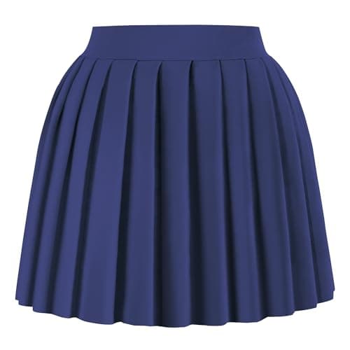 tagunop Women's Mini Pleated Skirts Y2k Skater Skirt Club Skirts for Women Sexy A-Line Uniform Tennis Skirt Navy XS