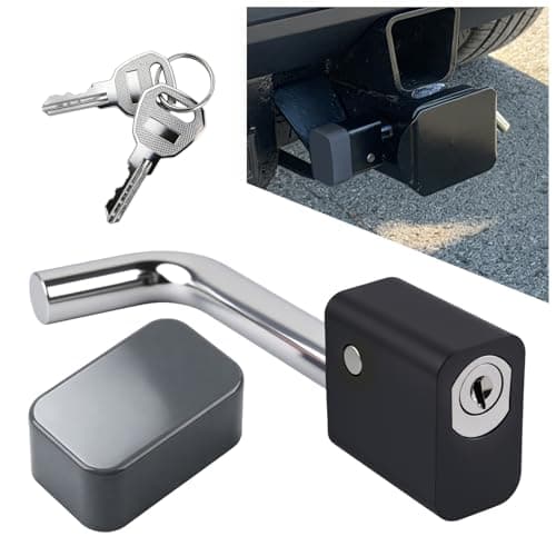 EWOJUYE Trailer Hitch Locks with 5/8" Dia Bent Locking Lever,360° Rotation Trailer Hitch Pin Lock with Keys & Dust Cap,Professional Tow Hitches Lock for 2" & 2.5" Class III IV Receiver