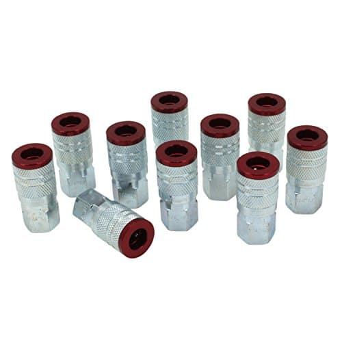 ColorFit by Milton 715MC Pneumatic Couplers - (M-style, Red) - 1/4" NPT Female, (Box of 10)