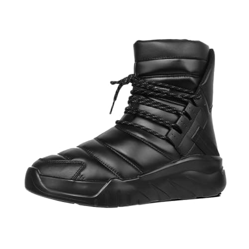 Soulsfeng Women's Waterproof Fashion Black Boots Winter Warm High Top Shoes Anti-Slip Ankle Booties Size 7