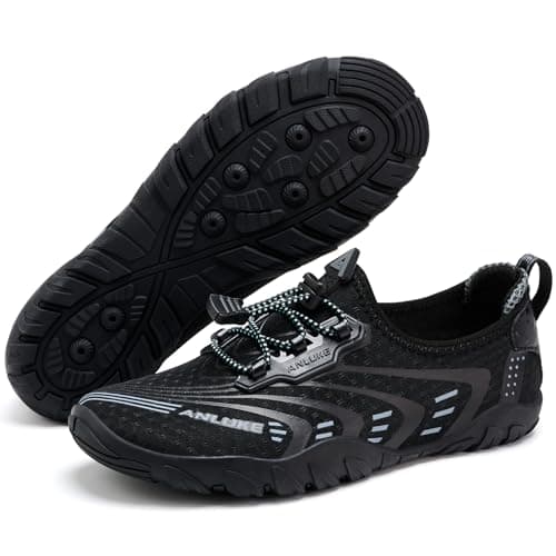 ANLUKE Mens Womens Water Shoes Swim Shoes Aqua Shoes Barefoot Quick-Dry Beach Surf Water Sports Shoes AllBlack