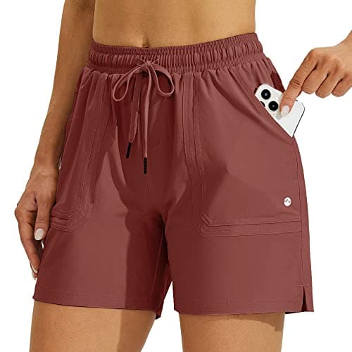 Willit Women's 5" Hiking Shorts Golf Athletic Outdoor Shorts Quick Dry Workout Summer Water Shorts with Pockets Cacao M