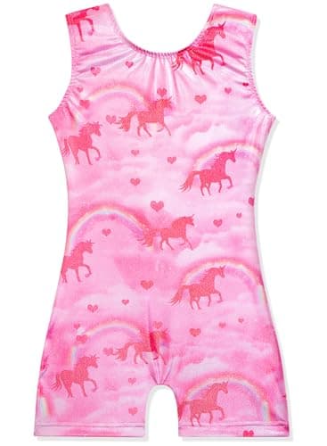 EQSJIU Girls Dance Leotards Sparkly Purple Pink Gymnastics Leotards Biketards Clothes Unitards Outfits Big Children Kids Outdoor Sports 7-8 Years