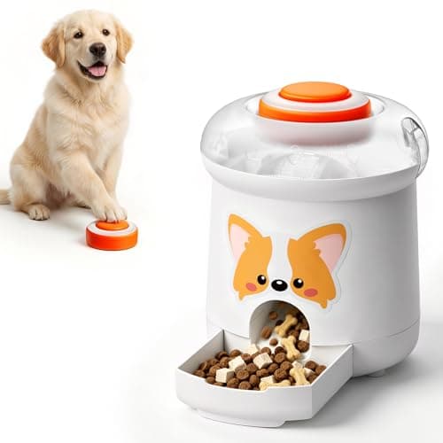 ROJECO Dog Puzzle Feeder Toy, Interactive IQ Training Puzzle Toys with DIY Recording Remote Button, Auto Treat Dispenser Dog Toys, Detachable Clean, for Indoor or Outdoor Play, All Breeds