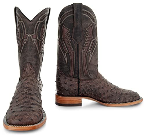 Soto Boots Men's H50031 Ostrich Print Cowboy Boots, 8.5 Brown