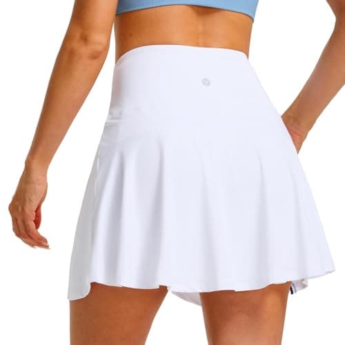 M MAELRE Women's Tennis Golf Skirts High Waisted with Pockets Inner Shorts for Athletic Skorts Running Pickleball White