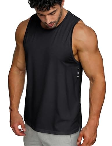 MAGCOMSEN Mens Tank Top Sleeveless Dry Fit Workout Gym Muscle Active Shirts Black