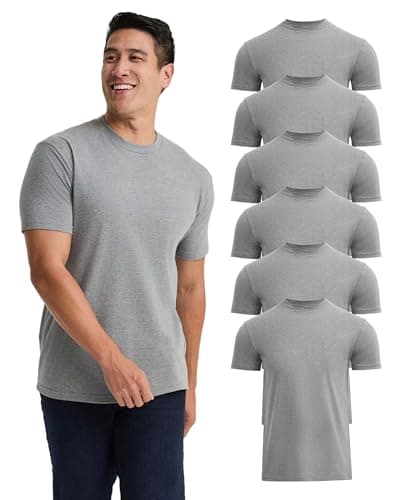 True Classic Mens T-Shirts – Short Sleeve Crew Neck T Shirts for Man, Cotton Blend Plain Novelty Men's T-Shirts, Pack of 6, Gray, XL