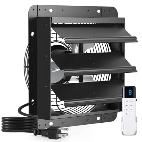 addlon 10 Inch Shutter Exhaust Fan Wall Mounted with EC Motors and Remote Control, Timer, 8 Speeds, 850CFM, Low Noise, Easy to Install, Plug in Ventilation Fan for Garages, Shops, Greenhouse, Attic