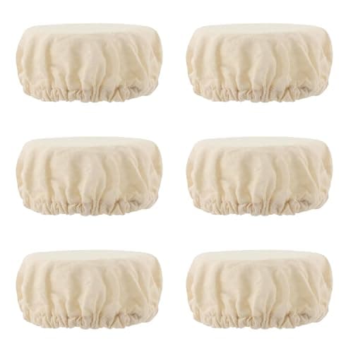 Sourdough Jar Cover, Reusable Sourdough Cloth Cover, 6pc Handmade Cotton Cloth Covers for Sourdough Starter Jar Sourdough Bread Baking Supplies Fit Jars Mouth from 3-4 Inch (cotton and linen) (cotton)