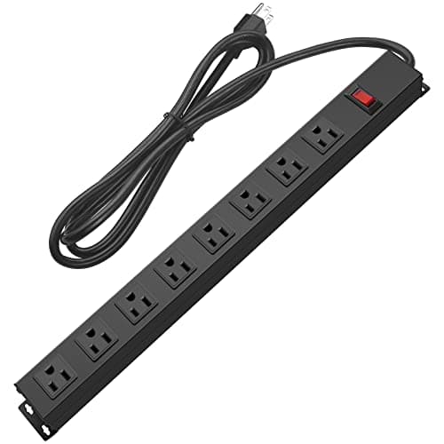 HHOSET Heavy Duty Long 8 Outlets, 14AWG Extension Cord, Black, 6FT, 1