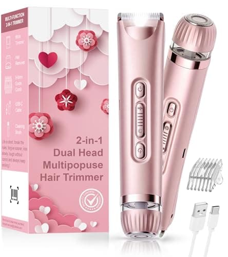 VEGITERIA Bikini Trimmer for Women- LED Light Electric Razors for Women for for Face, Bikini, Body, Leg, USB Rechargeable Facial Hair Removal, IPX7 Waterproof Electric Shaver, Painless & Flawless