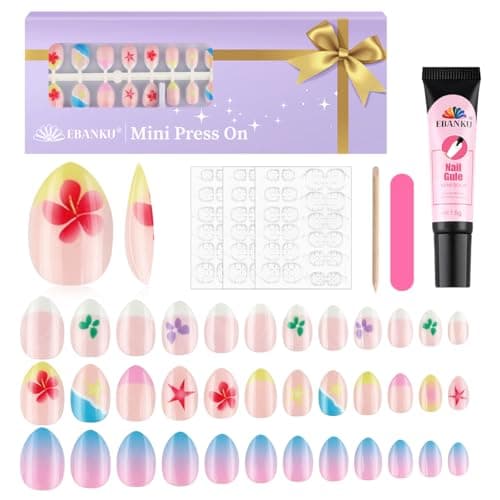 72 Pieces Press on Nails Grils, EBANKU Children Fake Artificial False Nail Tips Full Cover Short Acrylic Nails for Girls Kids Nail Art Decoration