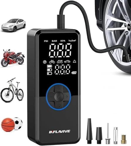 Tire Inflator Portable Air Compressor,4X Faster Inflation Cordless Tire Air Pump with Digital Gauge,Auto Shut-Off,LED Light,Electric Air Pump for Car Tires,SUV, Motorcycle, Bike, Balls(BLUE)