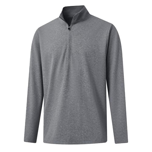 Rouen Quarter Zip Pullover Men Regular Fit Mock Neck Long Sleeve Solid Casual Workout Golf Mens Sweatshirt Grey