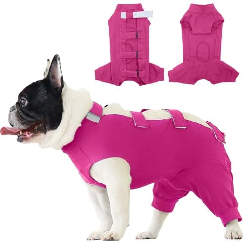 IECOii Dog Surgical Recovery Suit Male Female,Breathable Dog Bodysuit Dog Cone Alternative After Surgery with Pee Hole,Soft Dog Onesie for Spay Neuter Surgery Recovery Prevent Licking,XXXL-Rosered