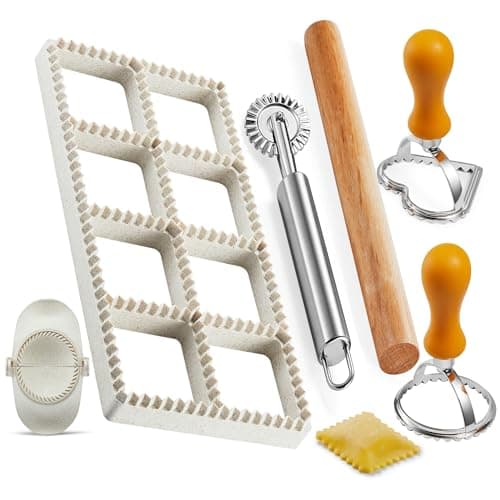 Ravioli Maker Press, Ravioli Cutter & Mold Set, Round, Heart & Square