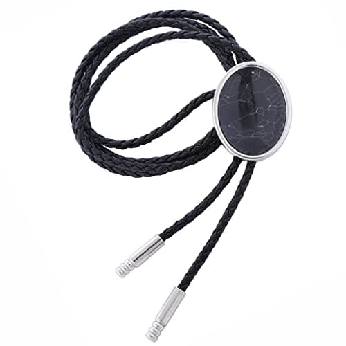 HUABOLA CALYN Bolo tie for Men Western Cowboy Leather Necktie Handmade Natural Stone Minimalist Style Bolo ties (7# Black)