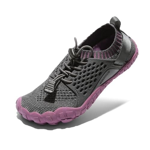 NORTIV 8 Kids Water Shoes, Lightweight Quick Dry Barefoot Athletic Aqua Sports Shoes for Boys & Girls, Outdoor, Summer,Size 10 Toddler,Grey/Purple,Aqua