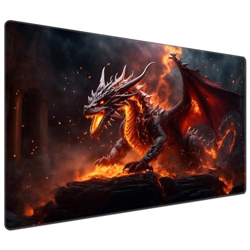 DEGDFSGR for MTG Playmat 24 x 14 inches for TCG Playmats Non-Slip Rubber Base Commander Play Mat HD Cover for Magic The Gathering Playmat Iorcana Trading Card Game, The Fire Dragon On The Rock
