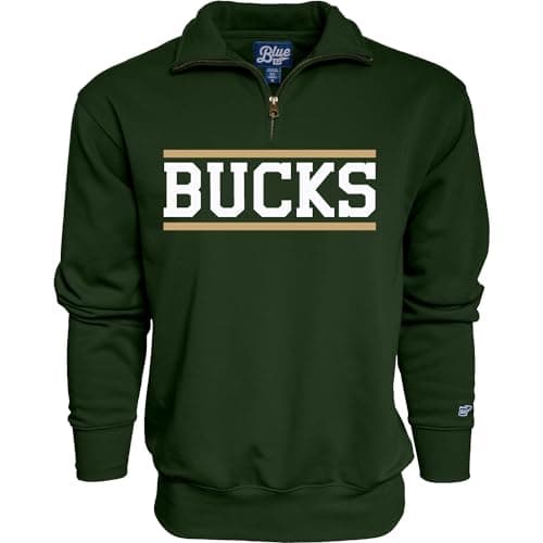 Milwaukee Bucks NBA Officially Licensed Quarter Zip Sweatshirt Team Color, Large