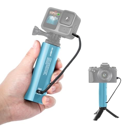 Ailight Battery Handle Grip, 5000mAh Extended Power with 20W PD Charging, Portable Charger Tripod Vlog Accessory with 1/4" Screw for GoPro Hero 13/12/11/10/9 & Insta360 DJI Action 6/5 Camera - Blue