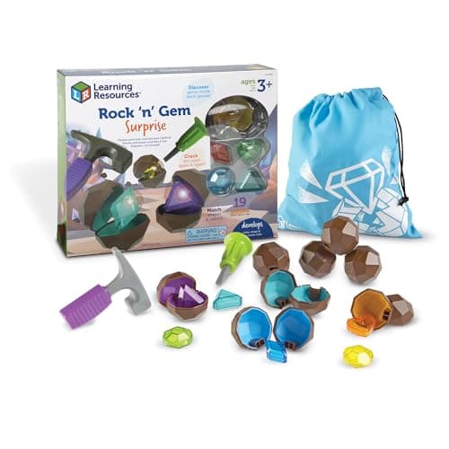 Learning Resources Rock 'n Gem Surprise - 19 Pieces, Ages 3+ Toddler Learning Toys, Sorting and Matching Toys, Early STEM for Kids