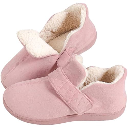 Zizor Women's Adjustable House Shoes Indoor Outdoor (Pink, Size 8)