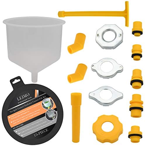 LEIMO KPARTS Spill Proof Coolant Filling Funnel Kit, Clear Plastic Radiator Funnel, Universal Fitment, No Spill, Auto Coolant Flush Kit