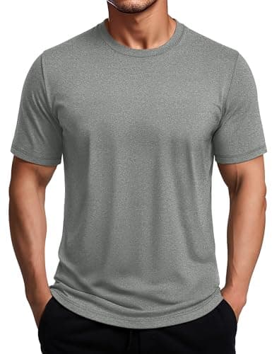 MAGCOMSEN Mens Short Sleeve Workout Shirts Quick Dry Athletic top Cooling Moisture Wicking Exercise Running Tshirts for Summer Grey, M