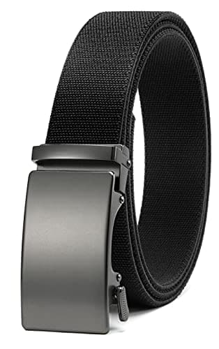 CHAOREN Mens Belt Stretchable - Black Elastic Golf Nylon Web Adjustable Belt - for Casual Wear