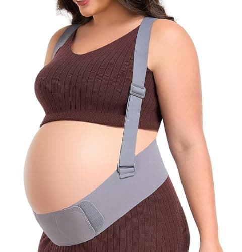 QEESMEI Belly Bands for Pregnant Women, Pregnancy Belly Band with Adjustable Support Brace Straps, Maternity Belt for Back, Abdomen and Waist (Gray,L)