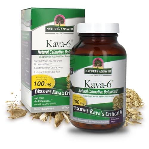 Nature's Answer Kava Root Powder 90 Capsules - Kava Powder for Mood & Stress Relief, Calming Support - Gluten Free, Vegan, Made in USA for Everyone