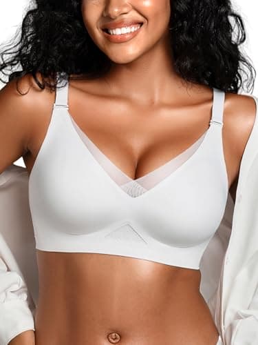 Cuteio Wireless Bras for Women No Underwire, Seamless Lace Mesh Bralette with Support, Everyday Full Coverage Comfortable Bra