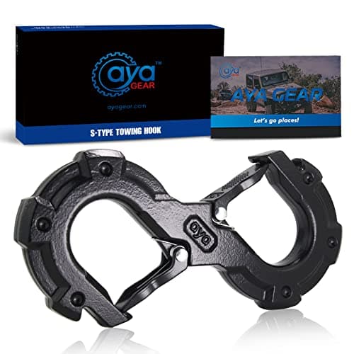AyA Gear S-Shape Integrated Winch Shackles with 33,000 lbs Break Strength. Designed for Quick Release. Replace Any Hard and Soft Shackles (Black)