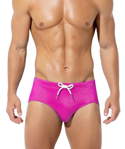 Casey Kevin Men's Swim Briefs Bikini Swimwear Quick Dry Drawstring Swimsuit