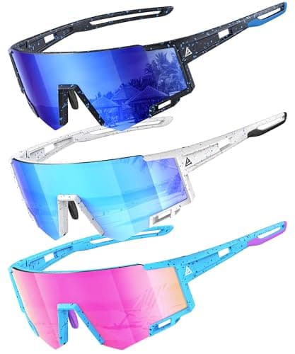 NSSIW Kids Sunglasses Youth Baseball Softball Sunglasses for Boys Girls Age 4-14 UV400 Protection Cycling Sports 3 Pack