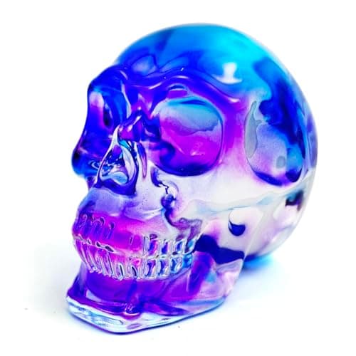 FZBHRO Crystal Skull Head Statue - Glass Skull Figurine, Blue, 2.8" - Halloween Decor Gift for Women