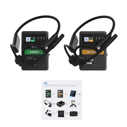 VAXIS Litecomm V1 8 Users Full-Duplex Wireless Headset Intercom System with NFC Pairing and 350m/1148ft Range for Team Communication, Movie Shoot Live Show Real-time Monitoring (1.9GHz)