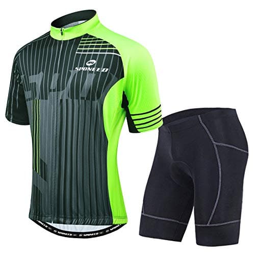 sponeed Men Bike Jerseys with Pockets Cycling Padded Tights Cycle Underwear Black Green US XXL