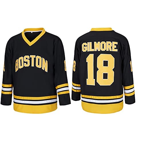 Men's #18 Happy Gilmore 1996 Movie Adam Sandler Ice Hockey Jersey Stitched Size S Black