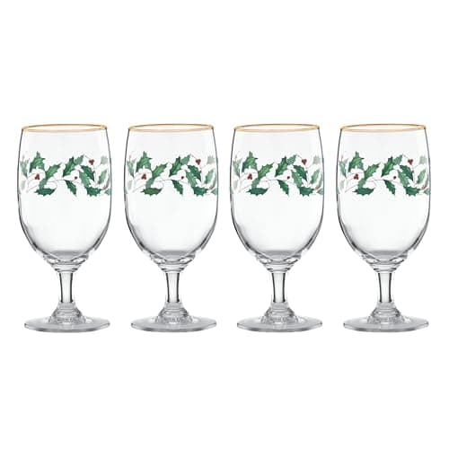Lenox 849606 Holiday 4-Piece Iced Beverage Glass Set, Christmas Dinnerware, Hosting