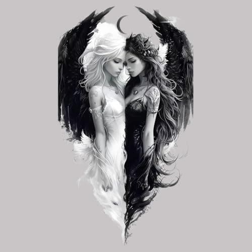ZUKHL 2pcs Angels and Demons Vinyl Sticker - Fantasy Cartoon Anime Theme Sticker for The Back of Cars, Laptops, Trucks, Motorcycles, Windows, Walls - Durable & Easy to Apply (2BZ372)