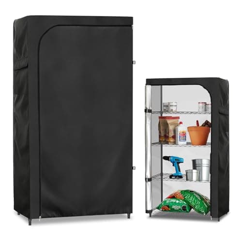 Rileytee Wire Shelf Cover,Heavy Duty 600D Dustproof Waterproof Shelf Covers for Wire Shelving,Outdoor Storage Rack Cover for Wire Rack with Zipper,Black,48"W x 18"D x 72"H