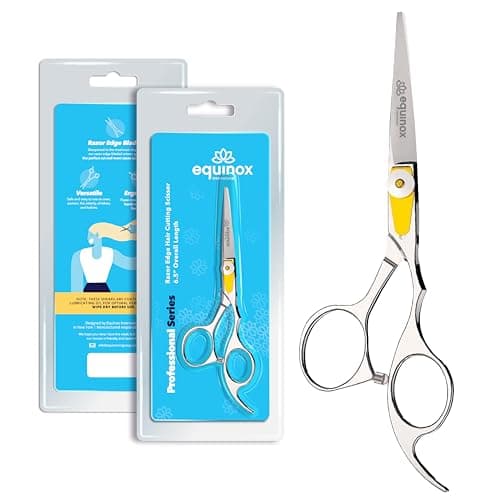 Equinox Professional Razor Edge Series Barber Hair Cutting Scissors - Japanese Stainless Steel Salon Scissors - 6.5β Overall Length - Fine Adjustment Tension Screw - Premium Shears for Hair Cutting