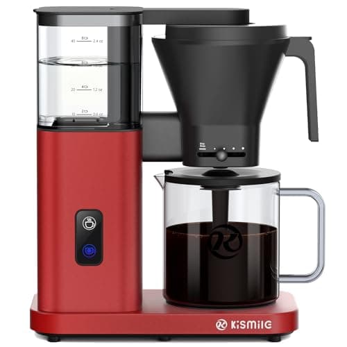 Kismile Drip Coffee Machine,SCA Certified Coffee Maker,Pour Over Coffee Brew with 3s Instant Heat 197-205℉, Adjustable Flow Control, Deep Cold Brew & Keep Warm 40 Min, Easy to Clean (Red)