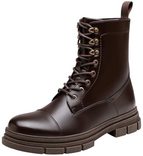Jousen Mens Boots Casual Fashion Motorcycle Waterproof Combat Boots For Men(AMY8415 brown 10)