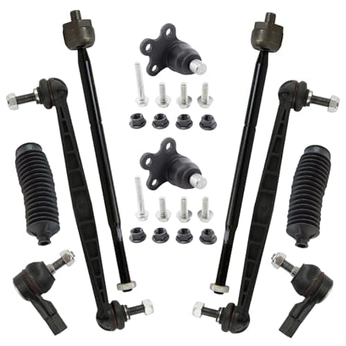 TRQ Front Steering and Suspension Kit Tie Rods Ball Joints Sway Bar Links Rack and Pinion Bellows Compatible with 2012-2018 Chevrolet Sonic
